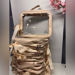 Lot of 9 Elegant Cream Transparent Cosmetic Storage bags